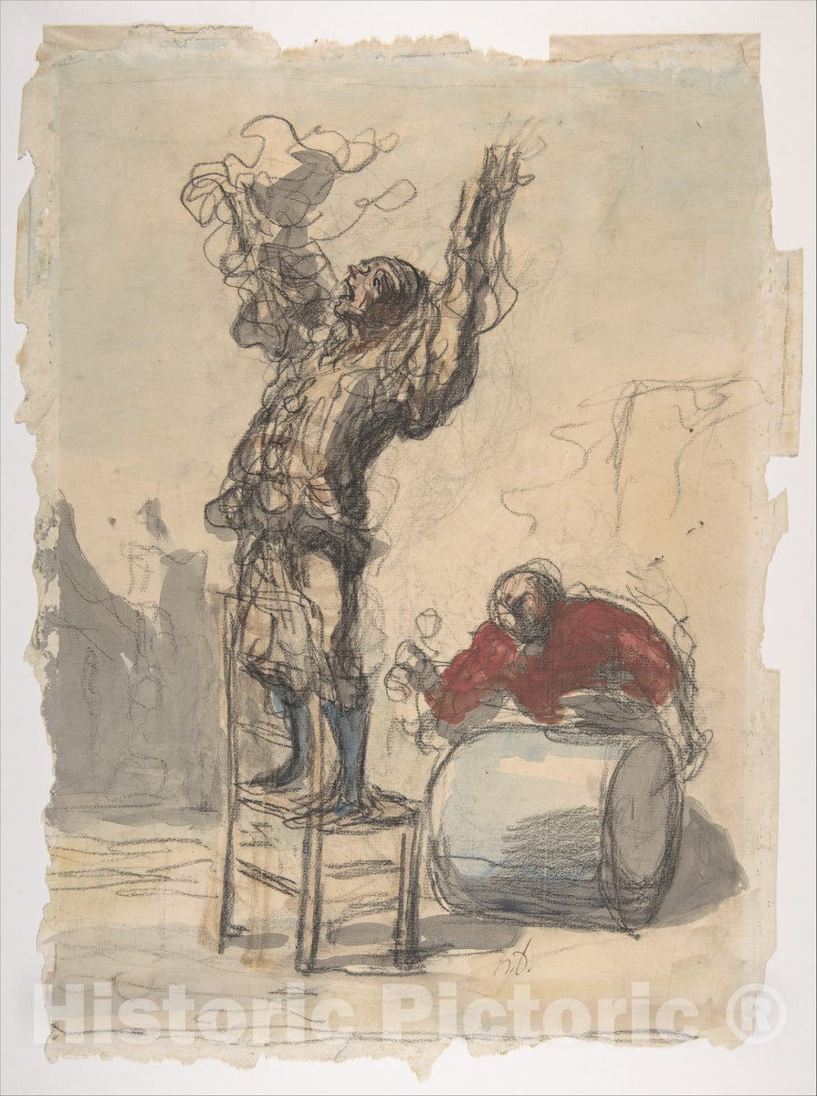 Art Print : Honoré Daumier - Street Show (Paillasse) (Recto)