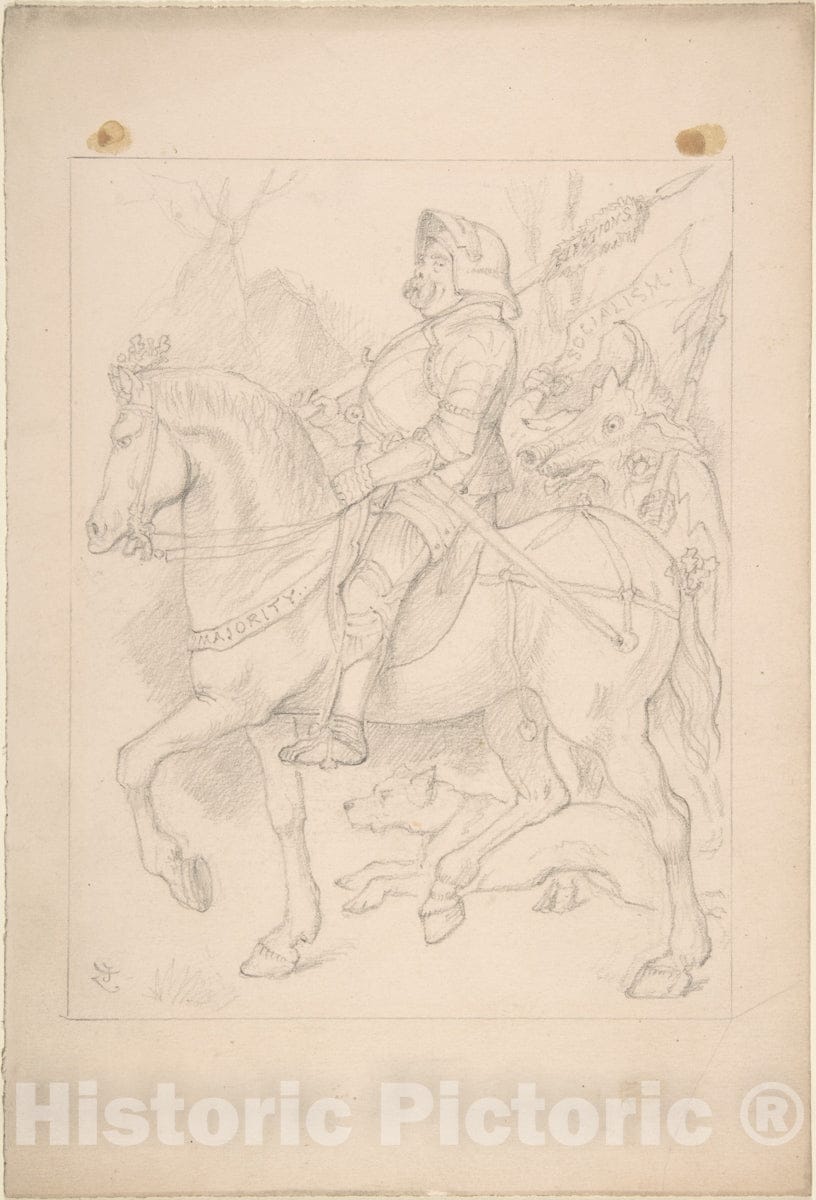 Art Print : Sir John Tenniel - The Knight and His Companion : Vintage Wall Art