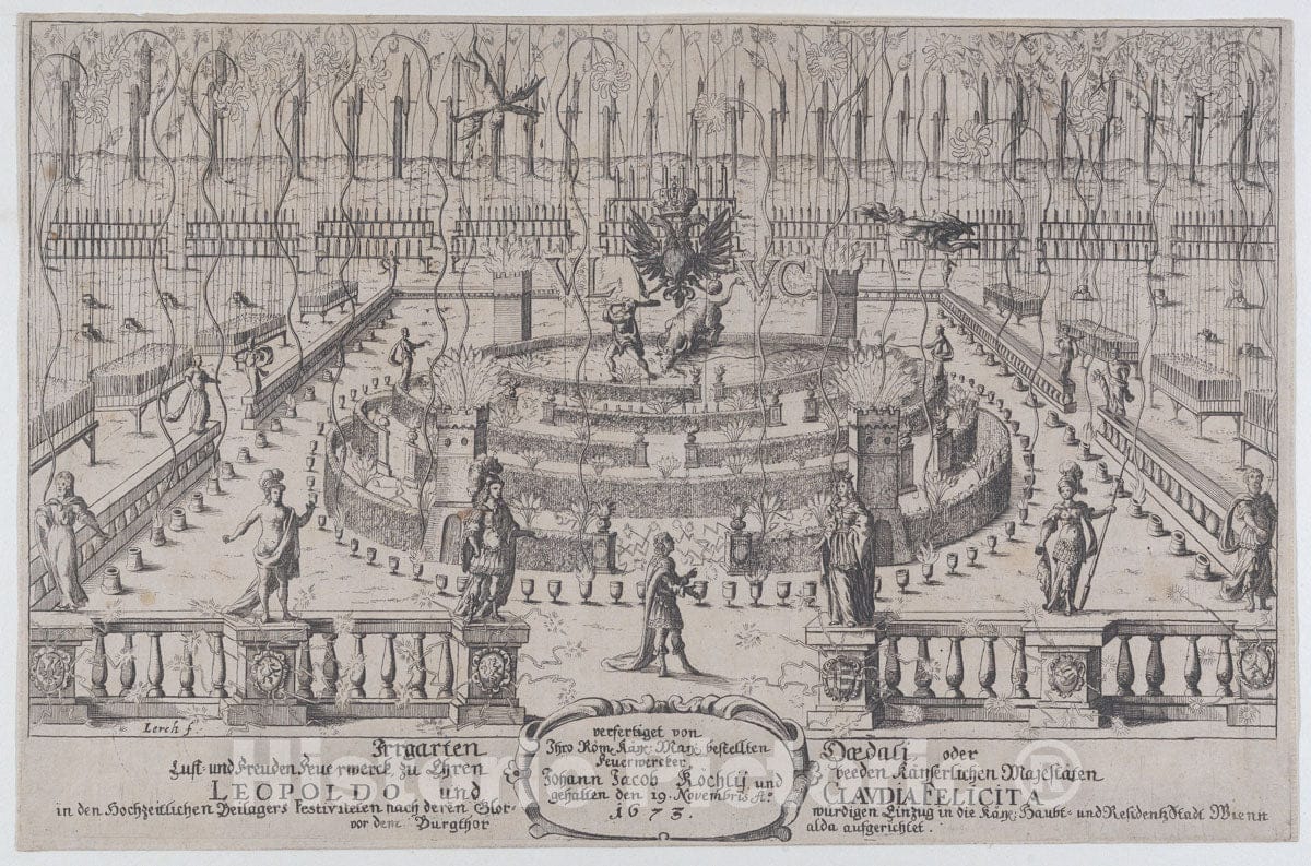 Art Print : Anonymous - Fireworks Display, Nuremberg, 1659 2 : Vintage Wall Art