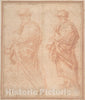 Art Print : Italian, Roman-Bolognese, 17th Century - Studies of a Man : Vintage Wall Art