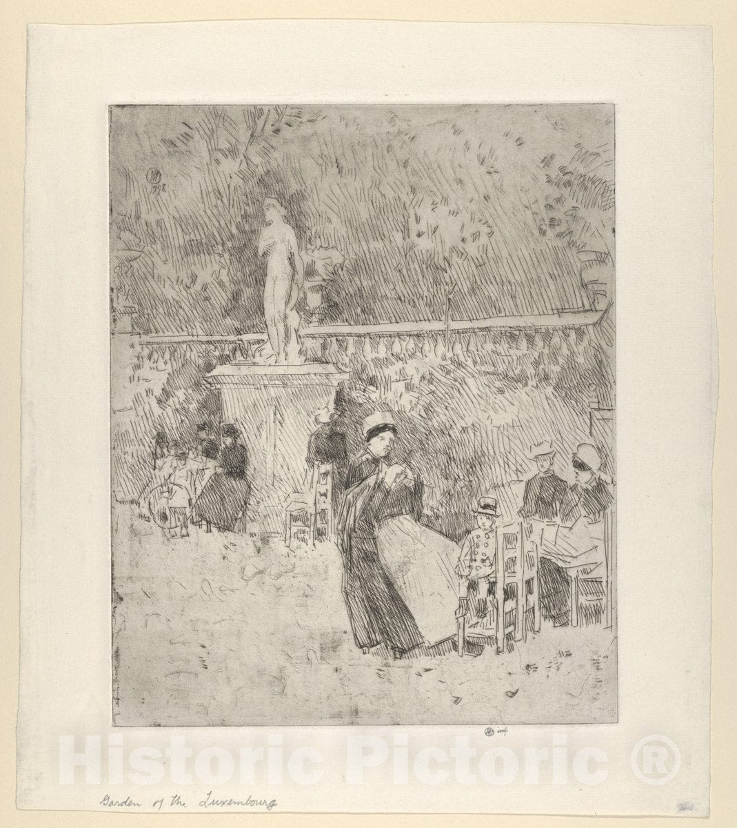 Art Print : Childe Hassam - Garden of The Luxembourg : Vintage Wall Art
