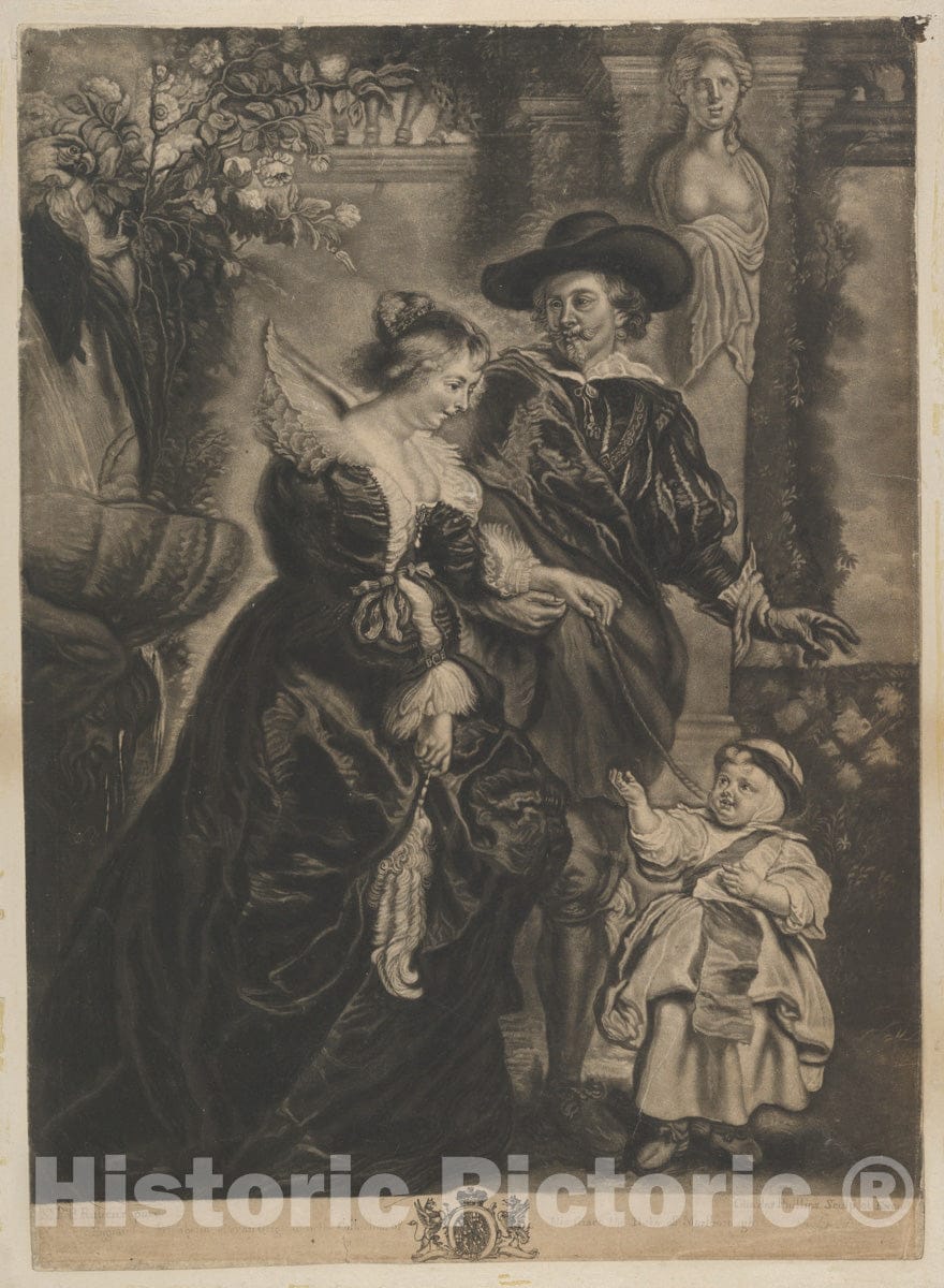 Art Print : Charles Phillips - Rubens, his Wife, Helena Fourment, and Their Child : Vintage Wall Art