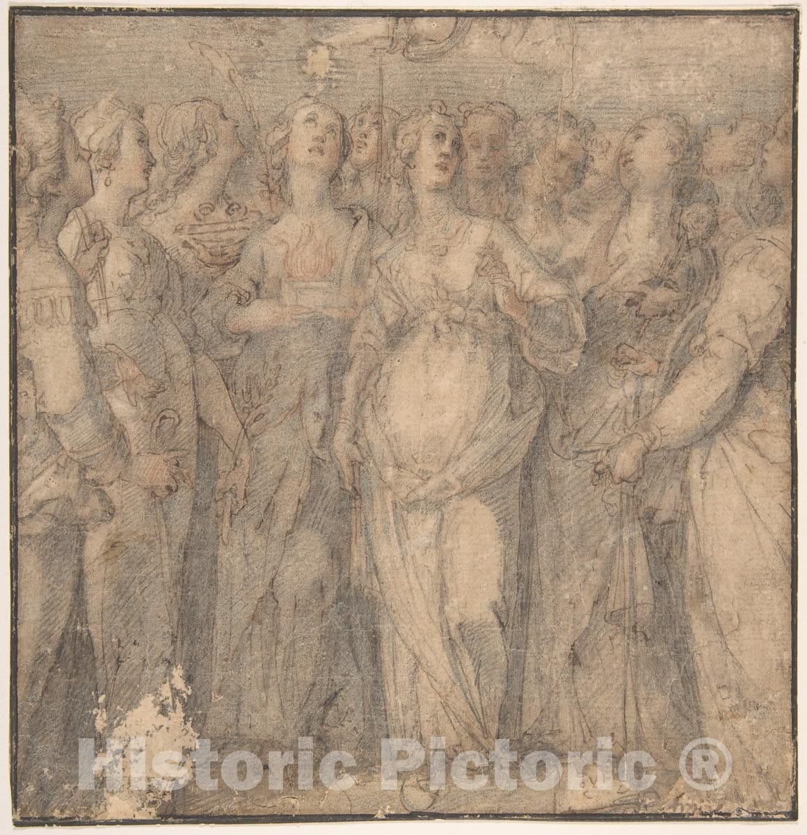 Art Print : Italian, 16th to 17th Century - Group of Standing Saints : Vintage Wall Art
