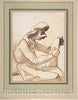 Art Print : Pier Francesco Mola - Caricature of a Seated Man Reading : Vintage Wall Art
