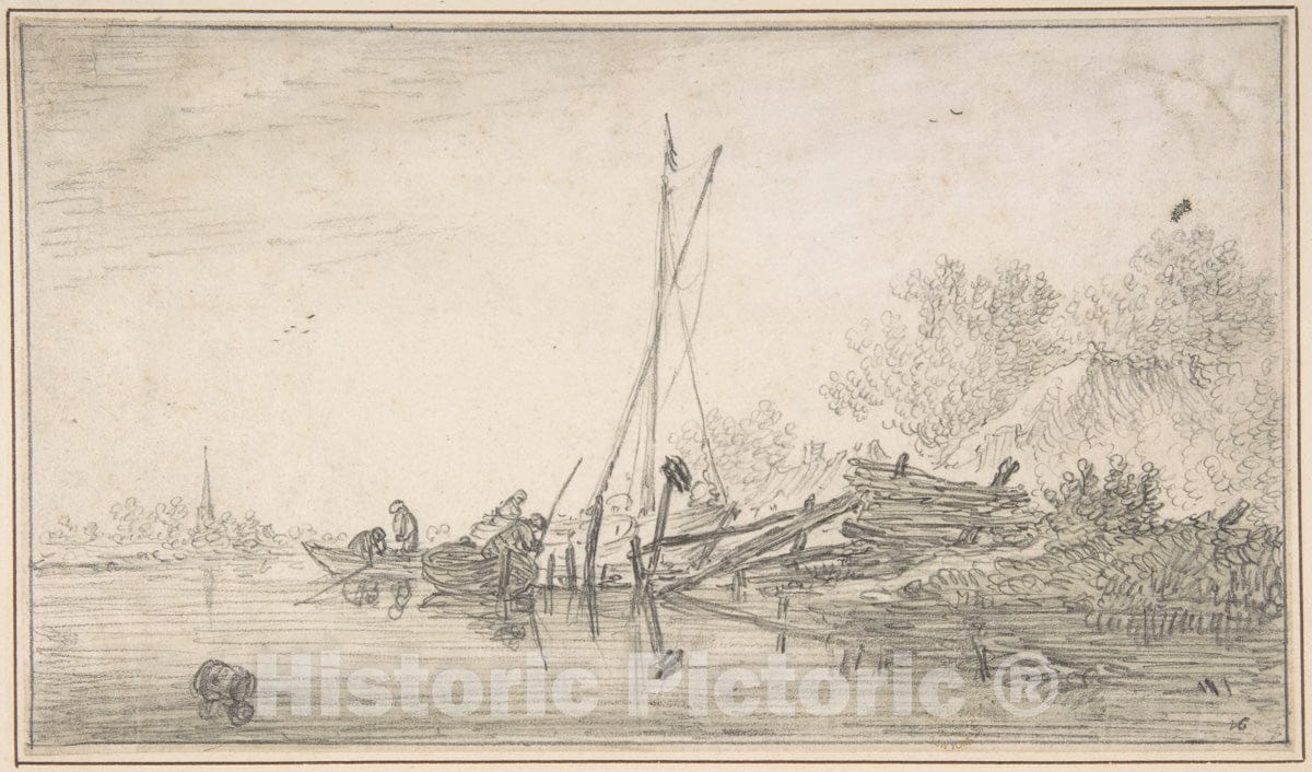 Art Print : Jan Van Goyen - River Scene : Vintage Wall Art
