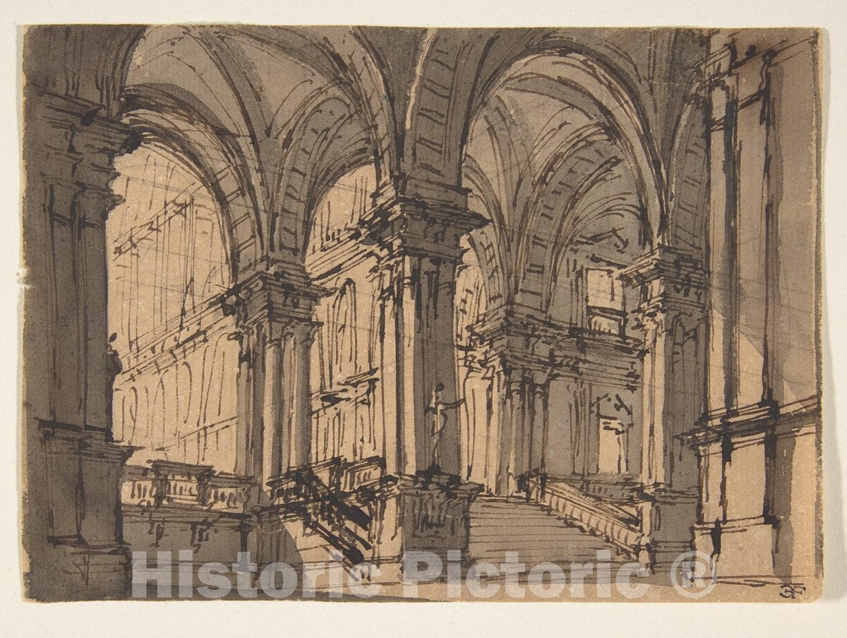Art Print : Giovanni Battista Natali III - Design for Stage Set 2 : Vintage Wall Art