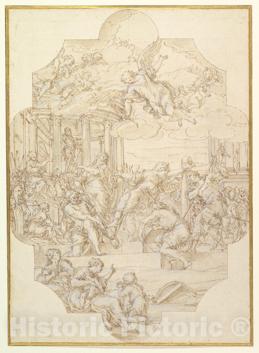 Art Print : Michelangelo Cerruti (Il Candelottaro) - The Martyrdom of Saint Anastasia : Vintage Wall Art