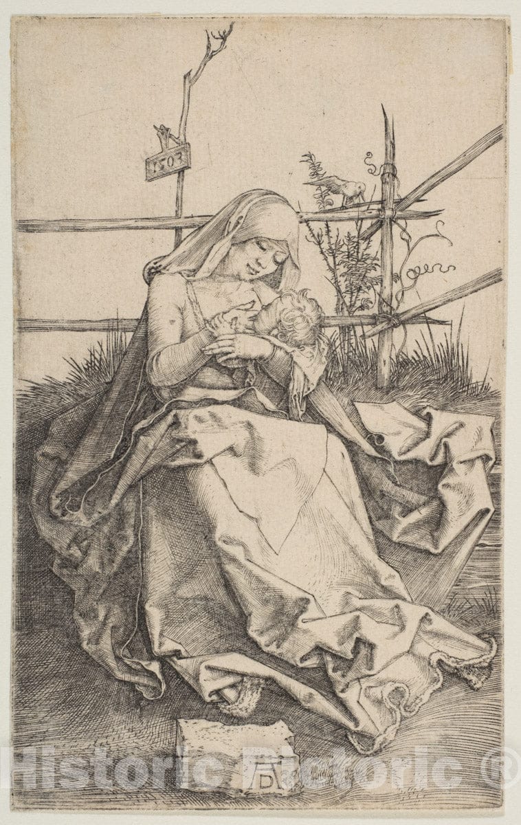 Art Print : Albrecht Dürer - Virgin on a Grassy Bench : Vintage Wall Art