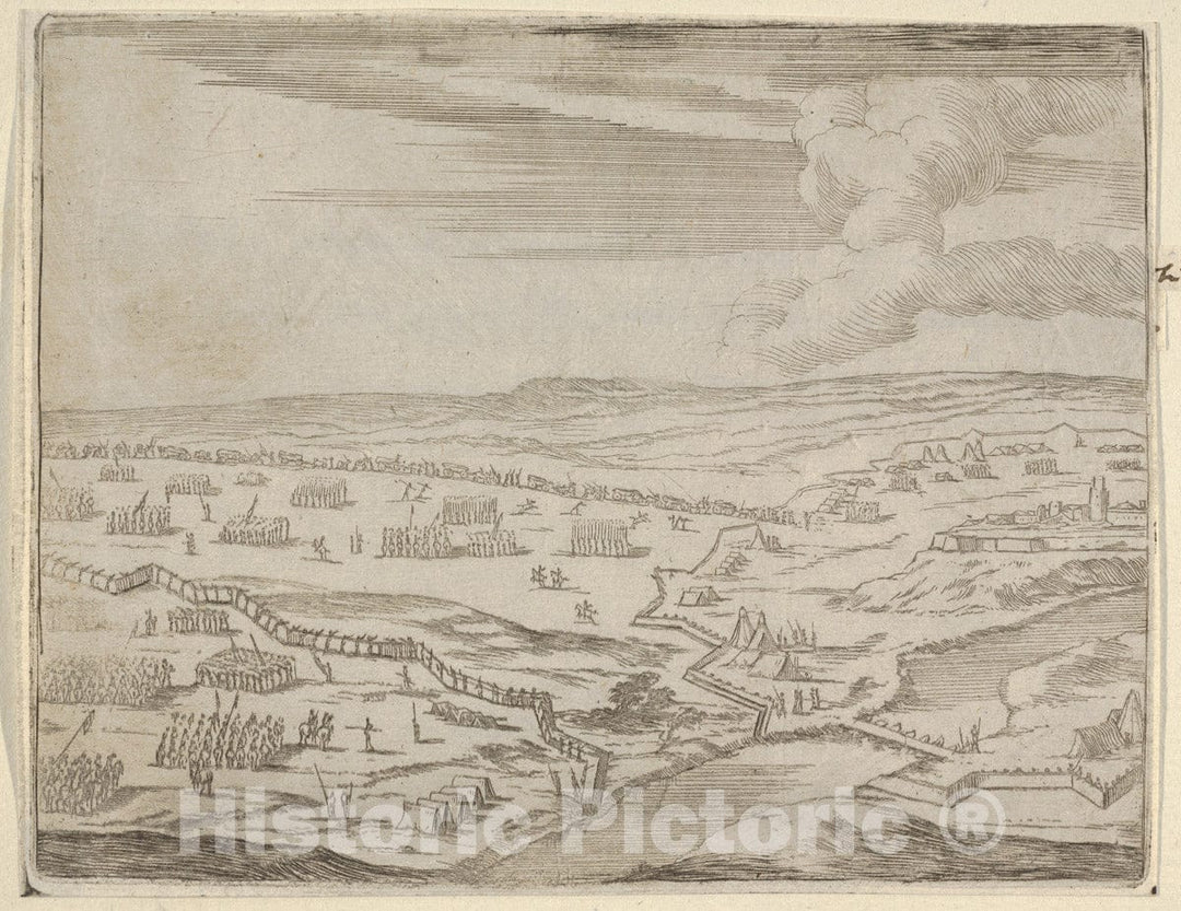 Art Print : Francesco I d'Este Approches The Camp of The Enemy Under The Pretext of Battle - Artist: Bartolomeo Fenice (Fenis) - Created: 1659 : Vintage Wall Art
