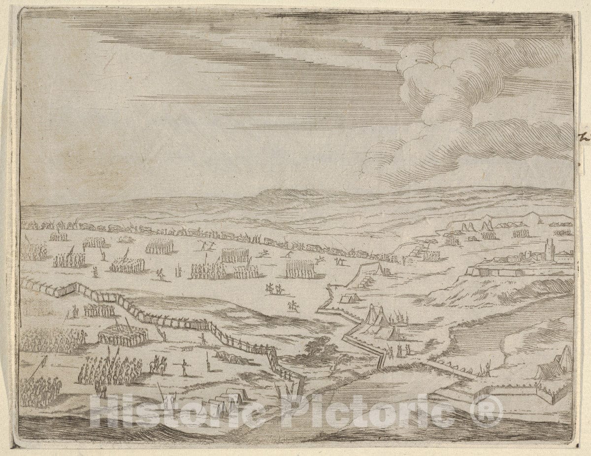 Art Print : Francesco I d'Este Approches The Camp of The Enemy Under The Pretext of Battle - Artist: Bartolomeo Fenice (Fenis) - Created: 1659 : Vintage Wall Art