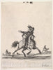 Art Print : A Horseman Galloping Towards Right with Sword in Hand - Artist: Stefano Della Bella - Created: c1642 : Vintage Wall Art