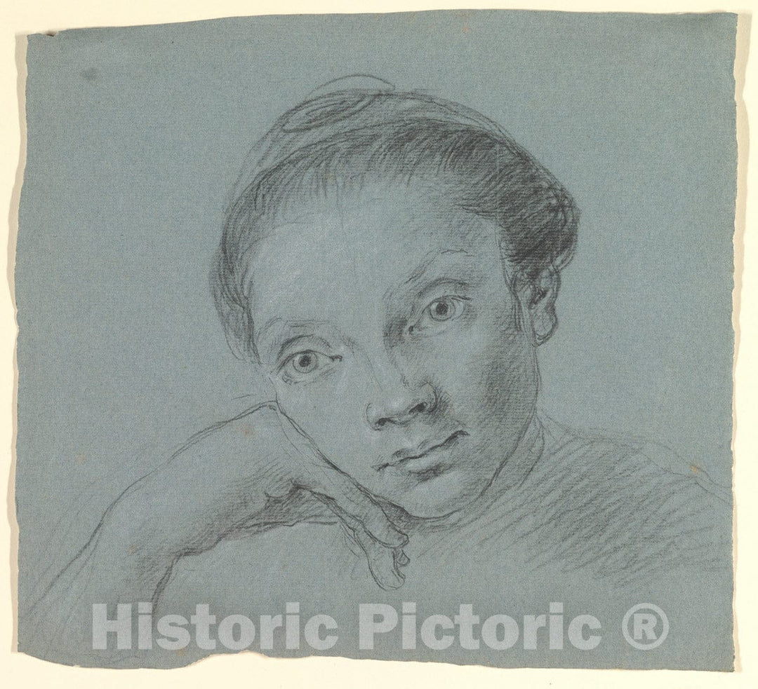 Art Print : Study of a Woman in Bust-Length Three-Quarter View (Recto); Summary Sketch of The Same (Verso). - Artist: Italian, North Italy, 18th Century : Vintage Wall Art