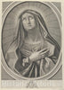 Art Print : Engraved by Gilles Rousselet - The Virgin with arms Crossed Over her Chest, Looking up to The Left, in an Oval Frame, After Reni : Vintage Wall Art