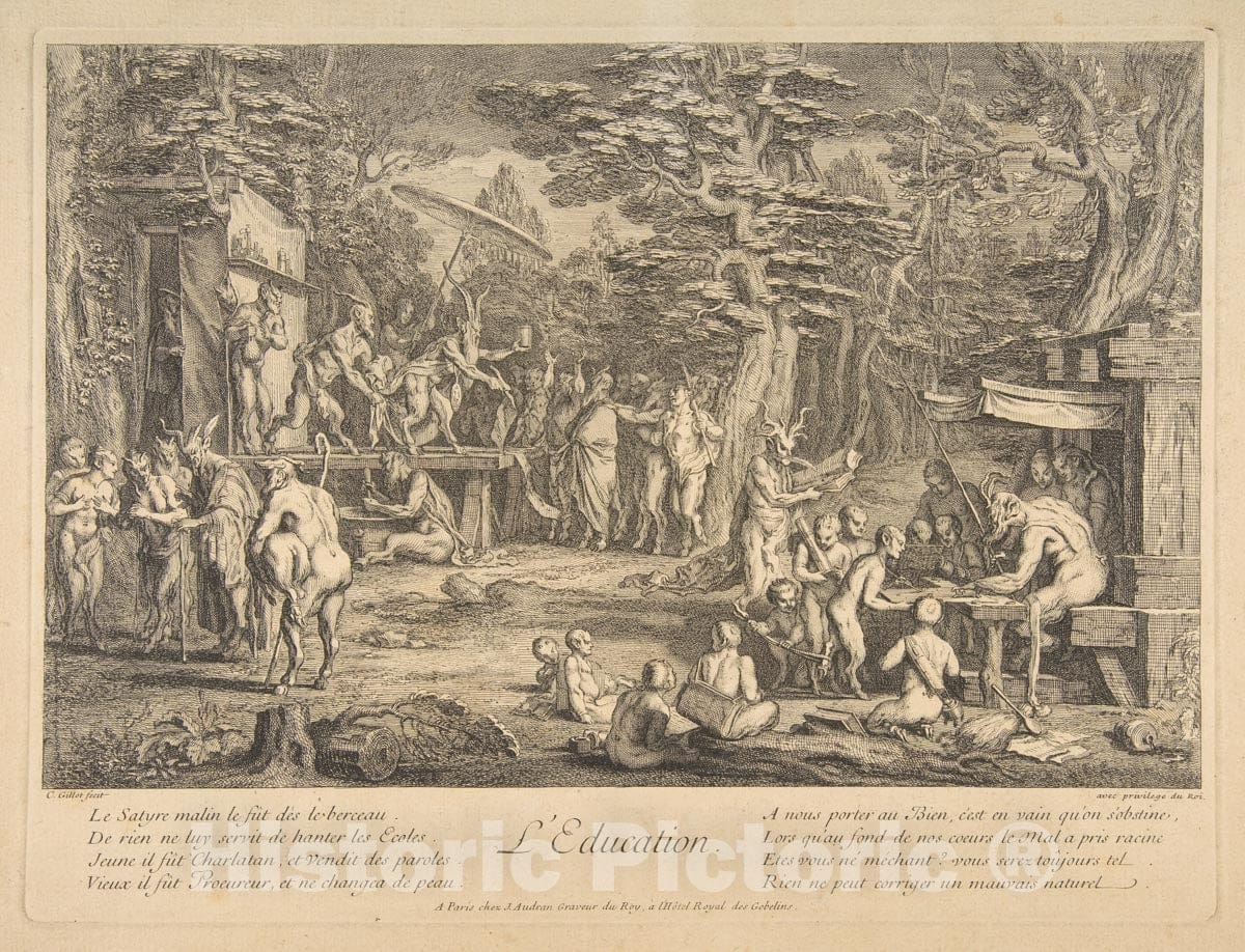 Art Print : Claude Gillot - Education : Vintage Wall Art
