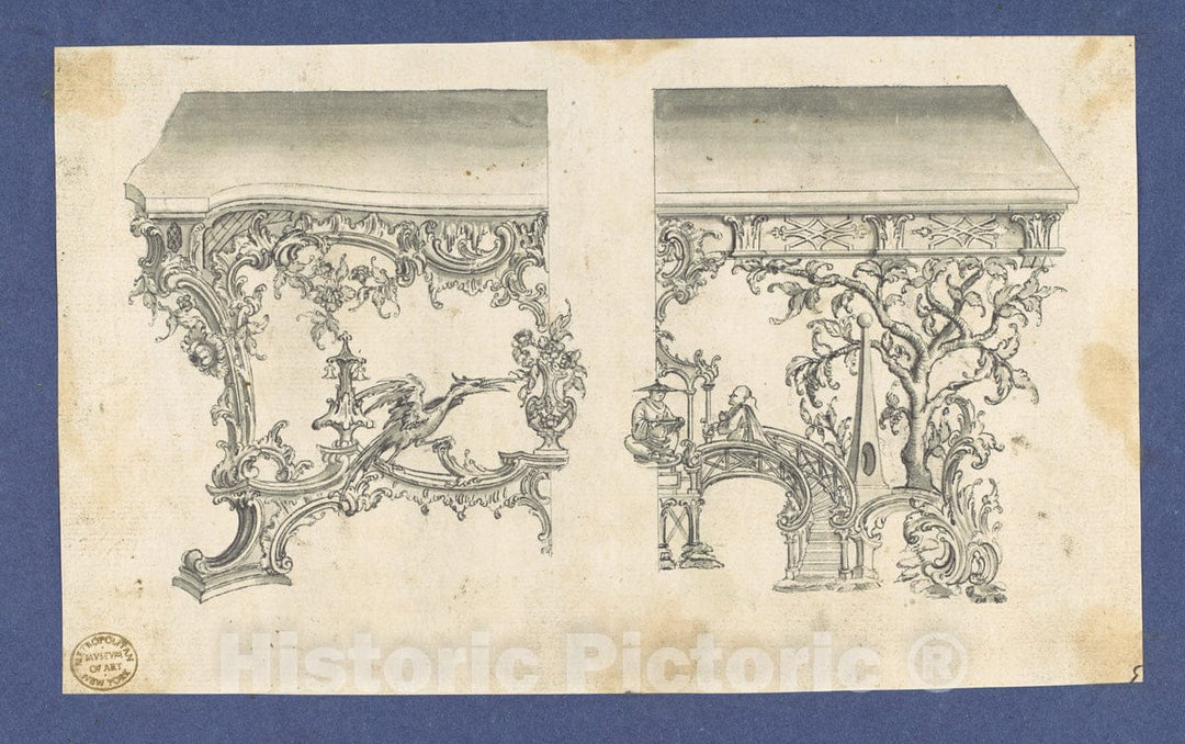 Art Print : Thomas Chippendale - Frames for Marble Slabs, in Chippendale Drawings, Vol. I 1 : Vintage Wall Art