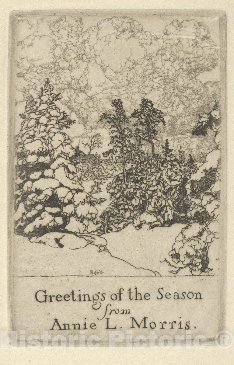 Art Print : Ernest Haskell - Greetings of The Season from Annie L. Morris 1 : Vintage Wall Art