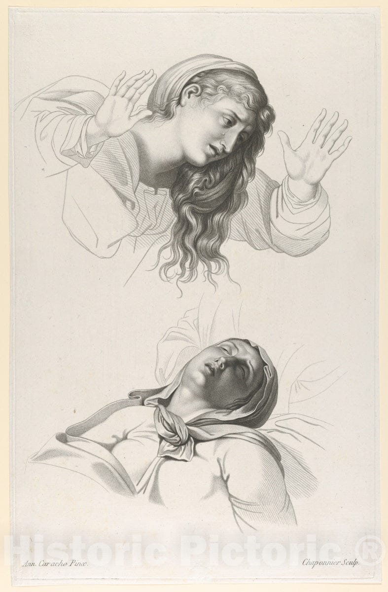 Art Print : Alexandre Chaponnier - Figures from Annibale Carracci's The Deposition : Vintage Wall Art