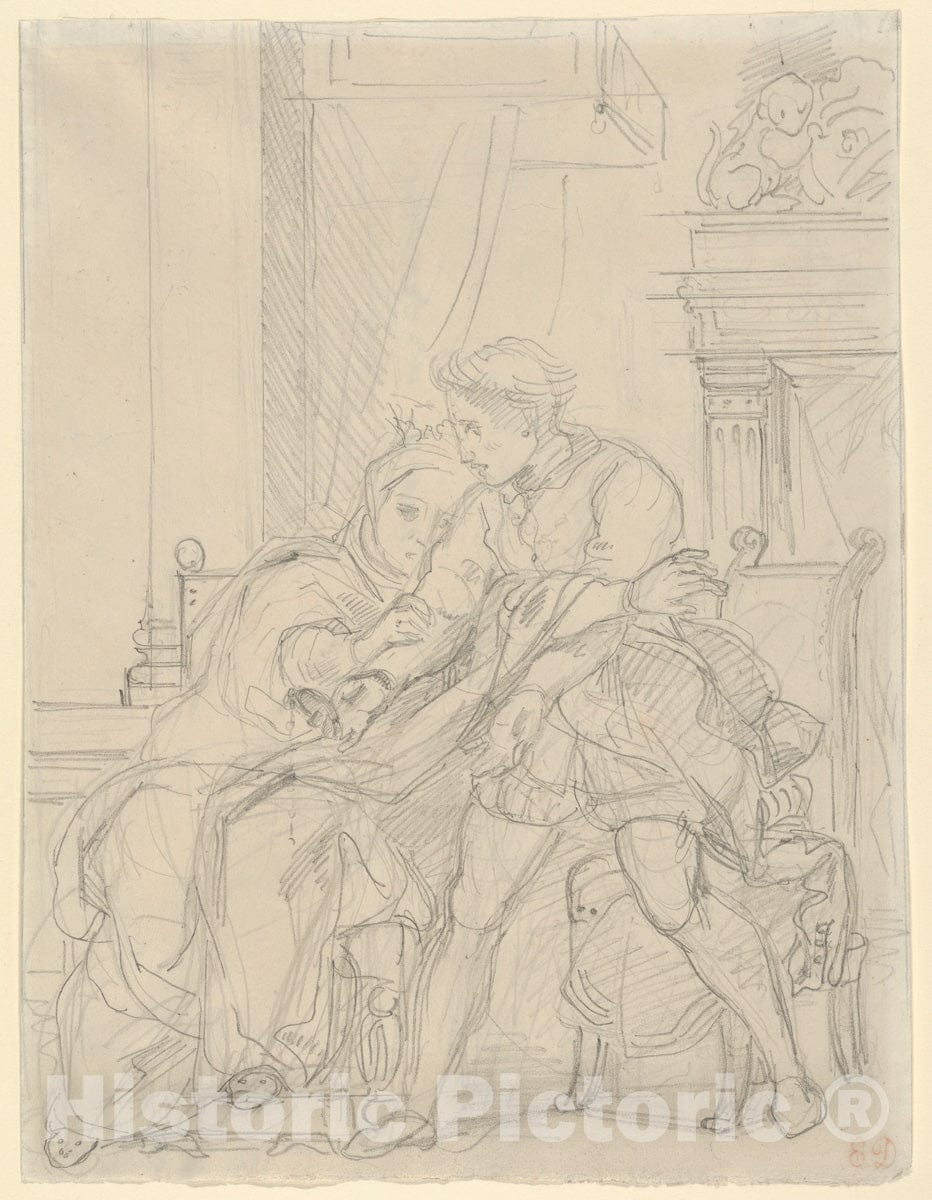 Art Print : Eugène Delacroix - Hamlet Reproaches His Mother : Vintage Wall Art