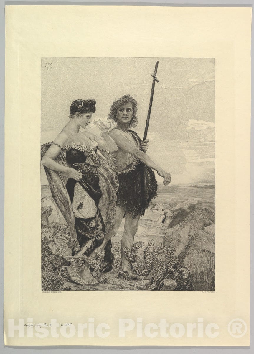 Art Print : Max Klinger - Versuchung, from The Series Vom Tode Zweiter Teil : Vintage Wall Art