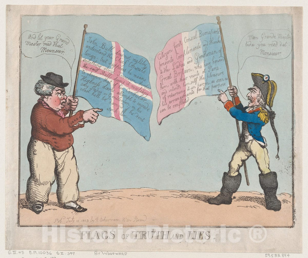 Art Print : Thomas Rowlandson - Flags of Truth and Lies : Vintage Wall Art