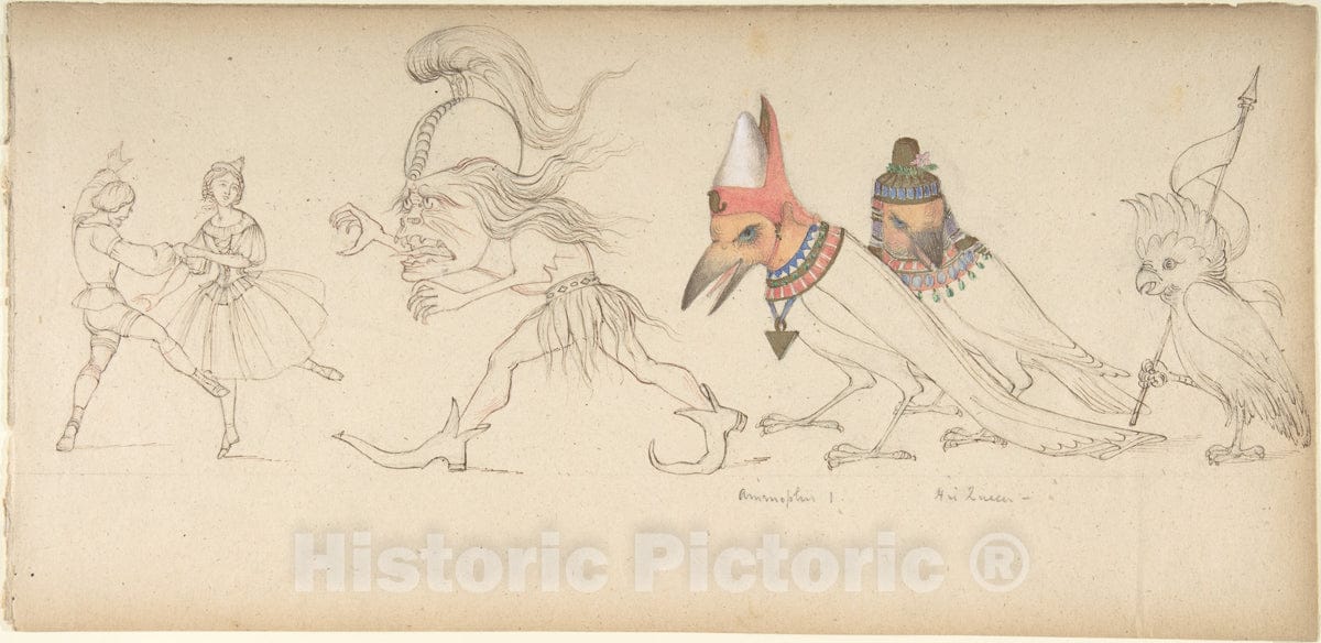 Art Print : Rev. Geoffrey Liddell Johnstone - Frieze of Figures and Birds : Vintage Wall Art