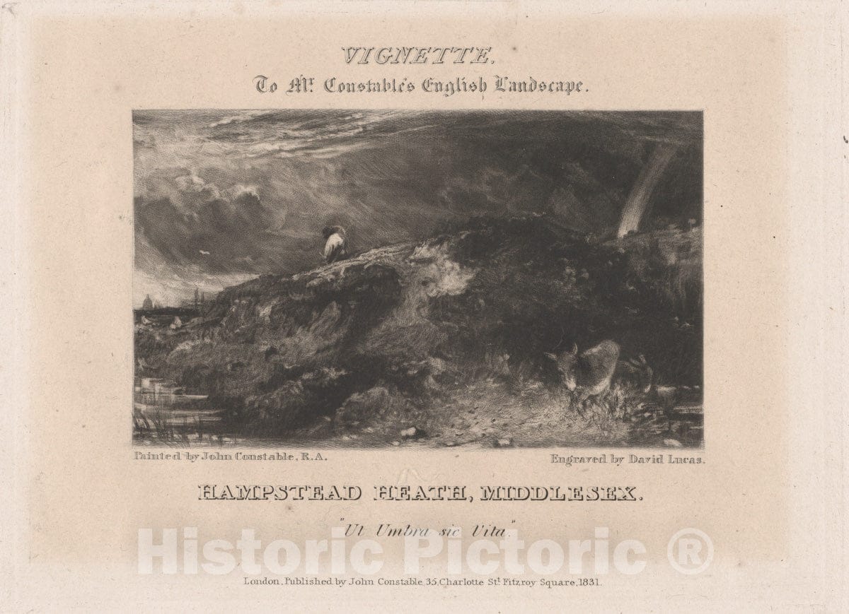 Art Print : David Lucas - Hampstead Heath 1 : Vintage Wall Art