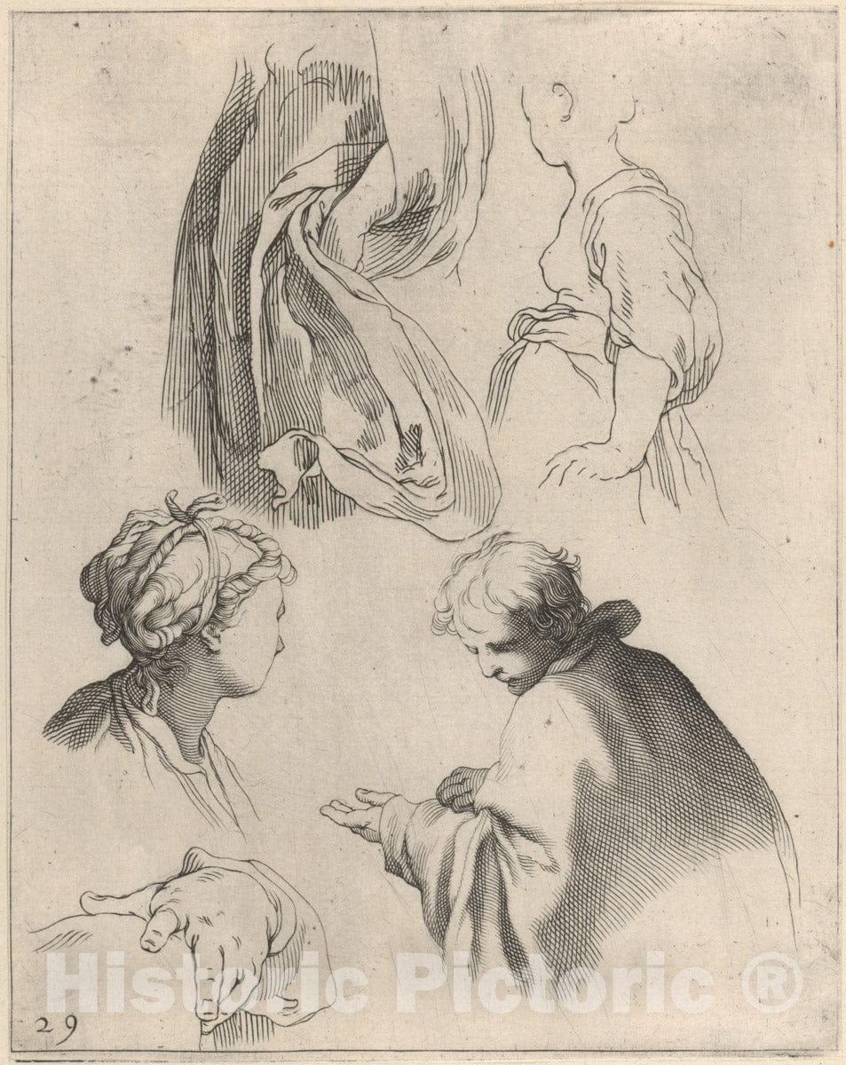 Art Print : Frederick Bloemaert - Figure Studies, from Fine Art Print -  : Vintage Wall Art