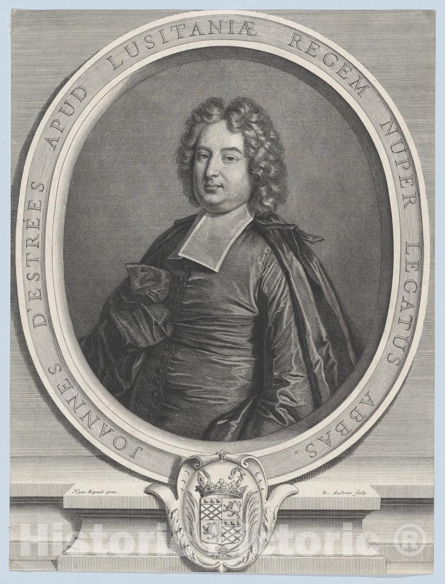 Art Print : Jean Audran - Joannes d'Estrées, Spanish King and Now Deputy Abbot : Vintage Wall Art