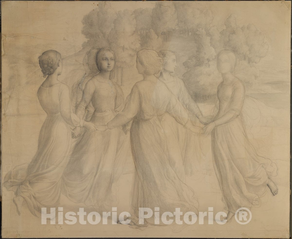 Art Print : Anne-François-Louis Janmot - The Round Dance or Rays of Sunlight : Vintage Wall Art