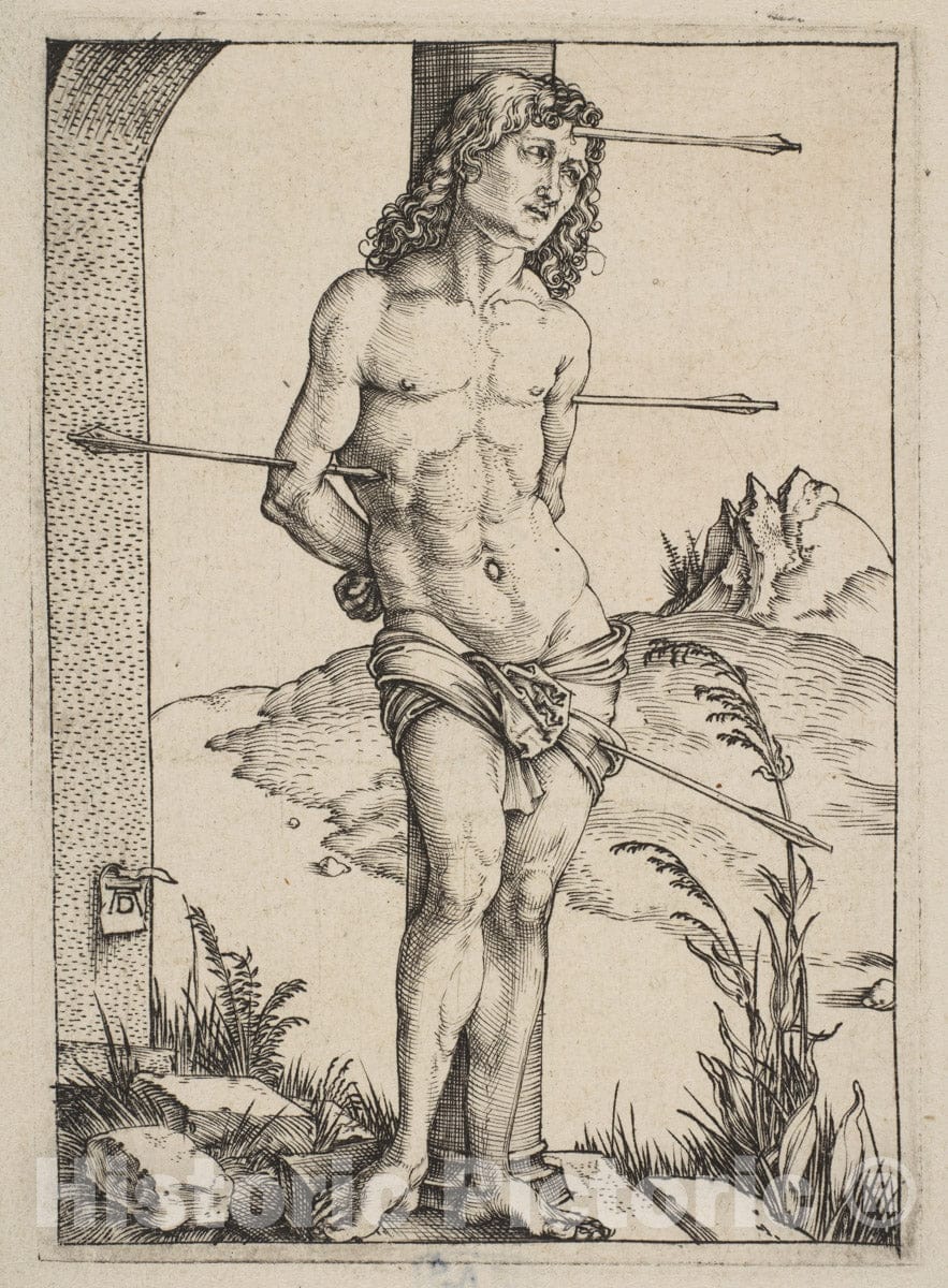 Art Print : Albrecht Dürer - Saint Sebastian Bound to The Column : Vintage Wall Art
