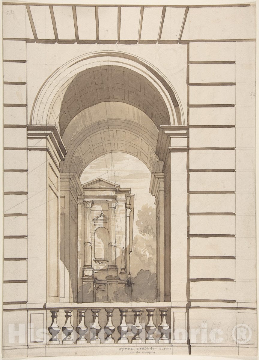 Art Print : Jules-Edmond-Charles Lachaise - Design for Stable Arches, Hôtel Candamo 2 : Vintage Wall Art