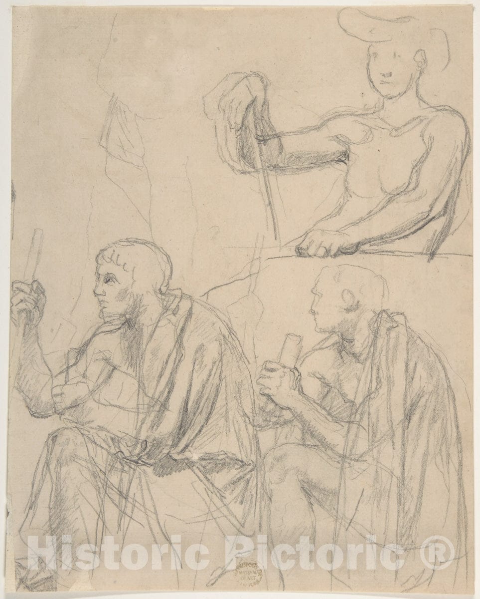 Art Print : Jean Auguste Dominique Ingres - Study of Figures 1 : Vintage Wall Art