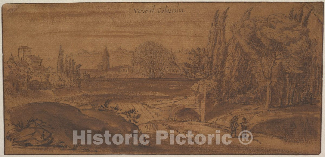 Art Print : Michiel Van Overbeek - View in Rome Near The Colosseum : Vintage Wall Art
