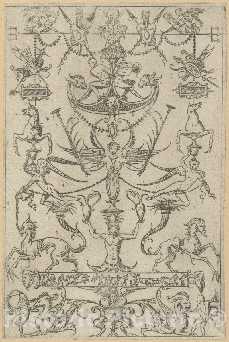 Art Print : Jacques Androuet Du Cerceau - Grotesque Panel 1 : Vintage Wall Art