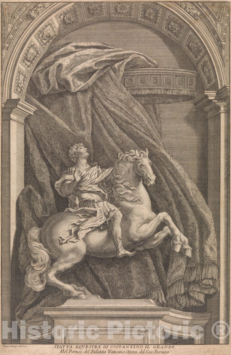 Art Print : Francesco Faraone Aquila - Equestrian Statue of Constantine The Great : Vintage Wall Art