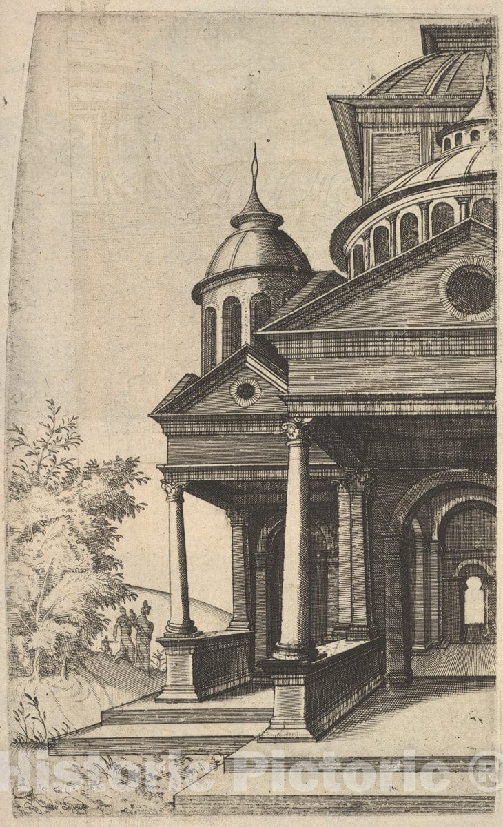 Art Print : Half of Building Templum Saturni - Artist: Master G.A. - Created: c1572 : Vintage Wall Art