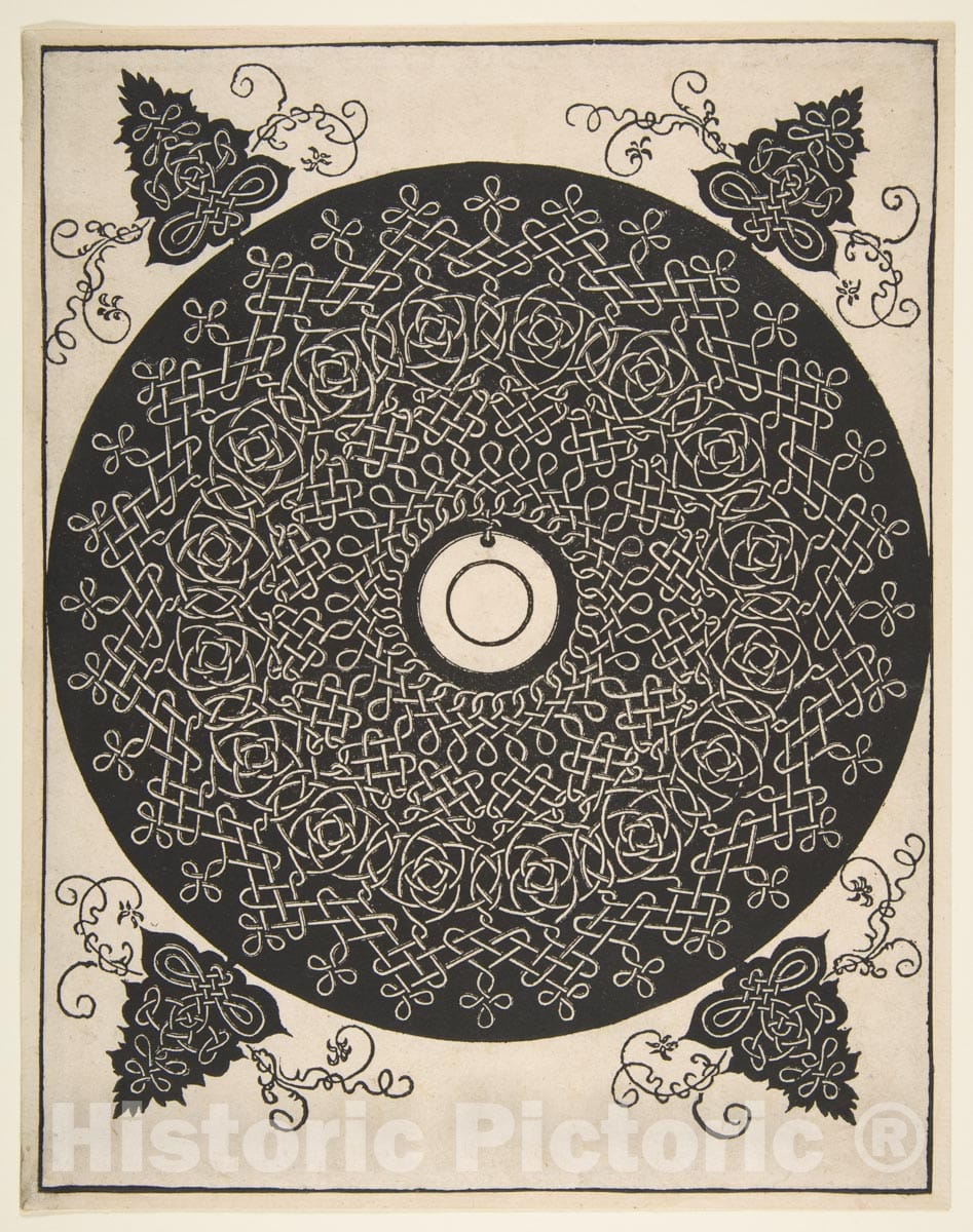 Art Print : Albrecht Dürer - Embroidery Pattern with Round Medallion in its Center : Vintage Wall Art