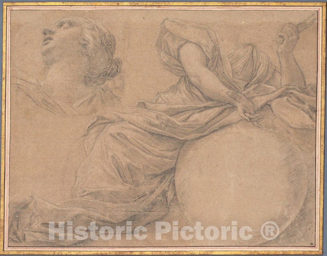 Art Print : Michel Dorigny - Study for The Muse Urania : Vintage Wall Art