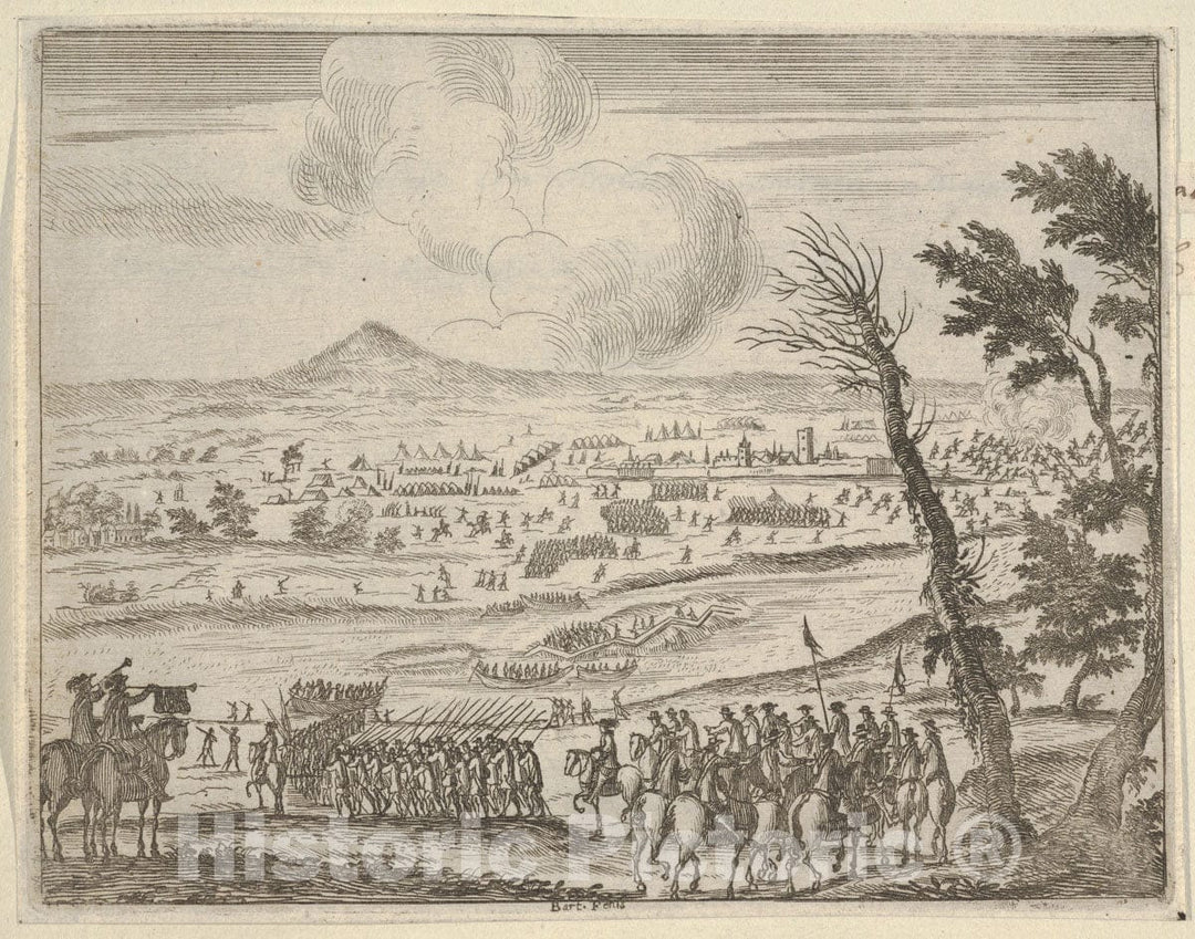 Art Print : Francesco I d'Este Protects The French in Casalmaggiore from The Seige of The Spanish - Artist: Bartolomeo Fenice (Fenis) - Created: 1659 : Vintage Wall Art