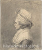 Art Print : Augustin de Saint-Aubin - Profile of a Lady in a Bonnet : Vintage Wall Art