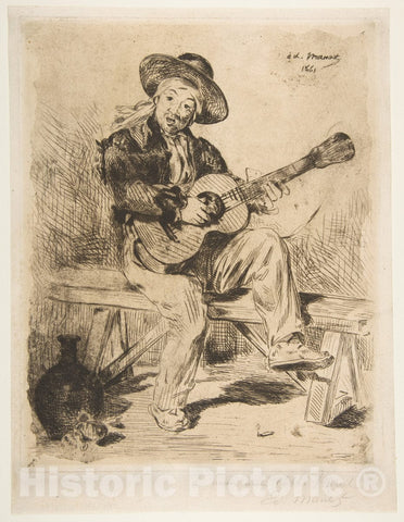 Art Print : Édouard Manet - The Spanish Singer (Le Guitarrero) 2 : Vintage Wall Art