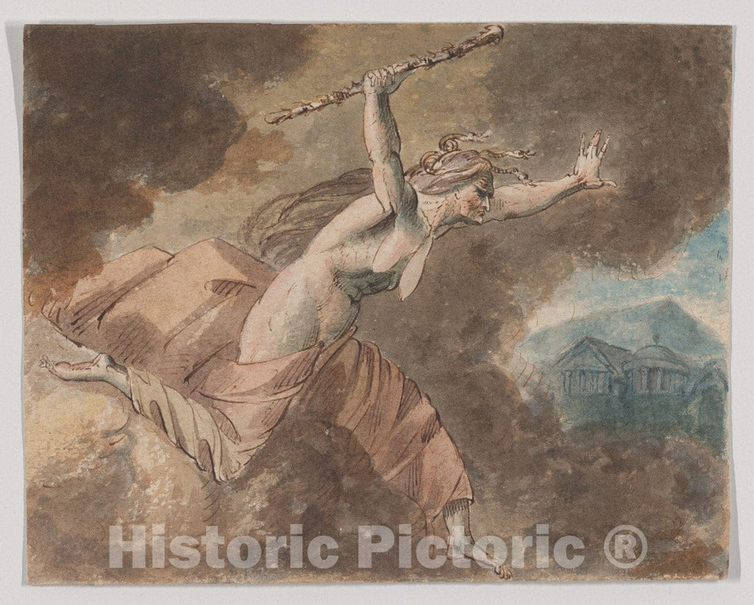 Art Print : William Hamilton - Envy from Ovid's House of Envy (Book II, Lines 760-796) (Recto); A Naked Woman (Verso) : Vintage Wall Art