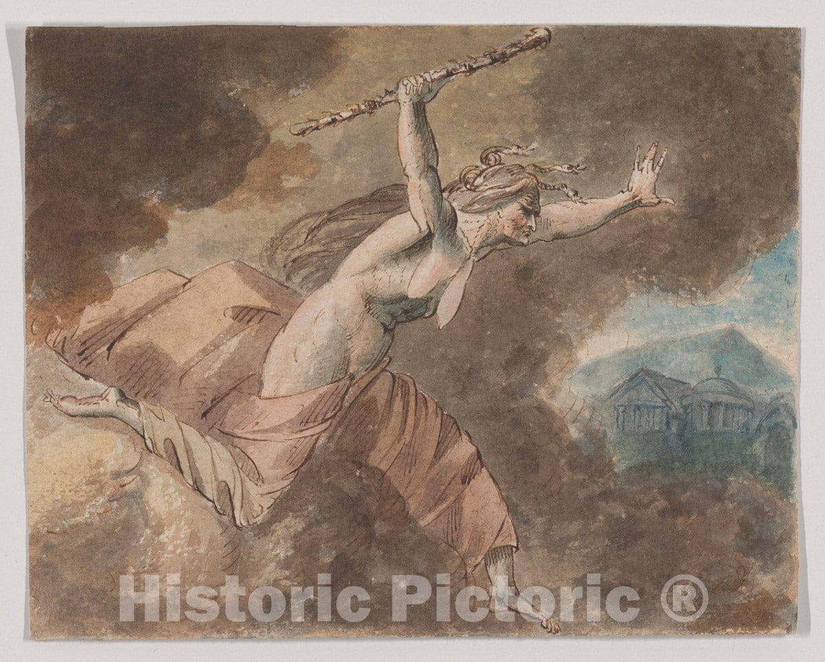 Art Print : William Hamilton - Envy from Ovid's House of Envy (Book II, Lines 760-796) (Recto); A Naked Woman (Verso) : Vintage Wall Art