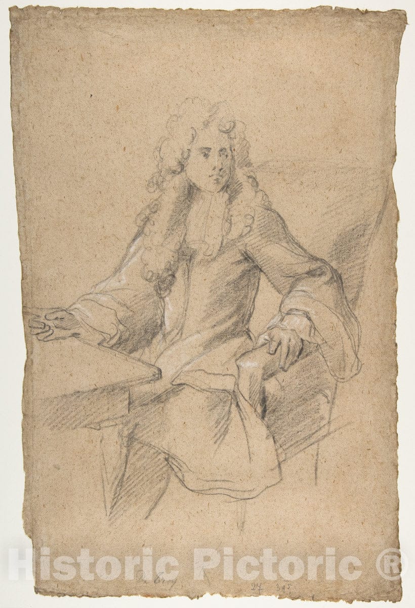 Art Print : François de Troy - Gentleman Seated at a Table : Vintage Wall Art