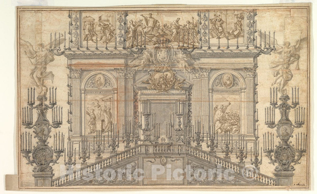Art Print : Ascribed to Antonio Gherardi - Festival Decoration : Vintage Wall Art