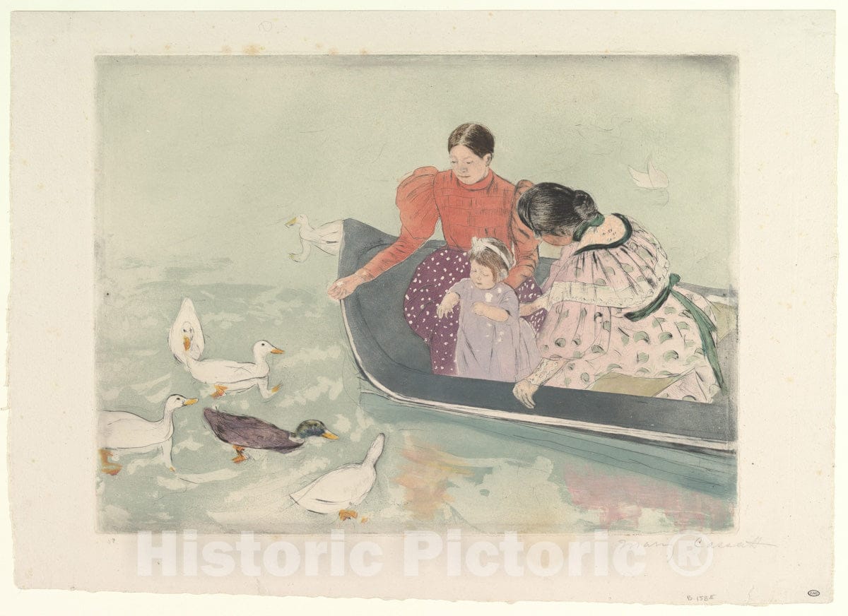 Art Print : Mary Cassatt - Feeding The Ducks 1 : Vintage Wall Art