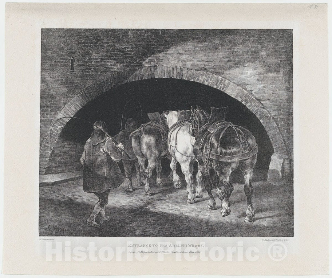 Art Print : Théodore Gericault - Entrance to The Adelphi Wharf : Vintage Wall Art
