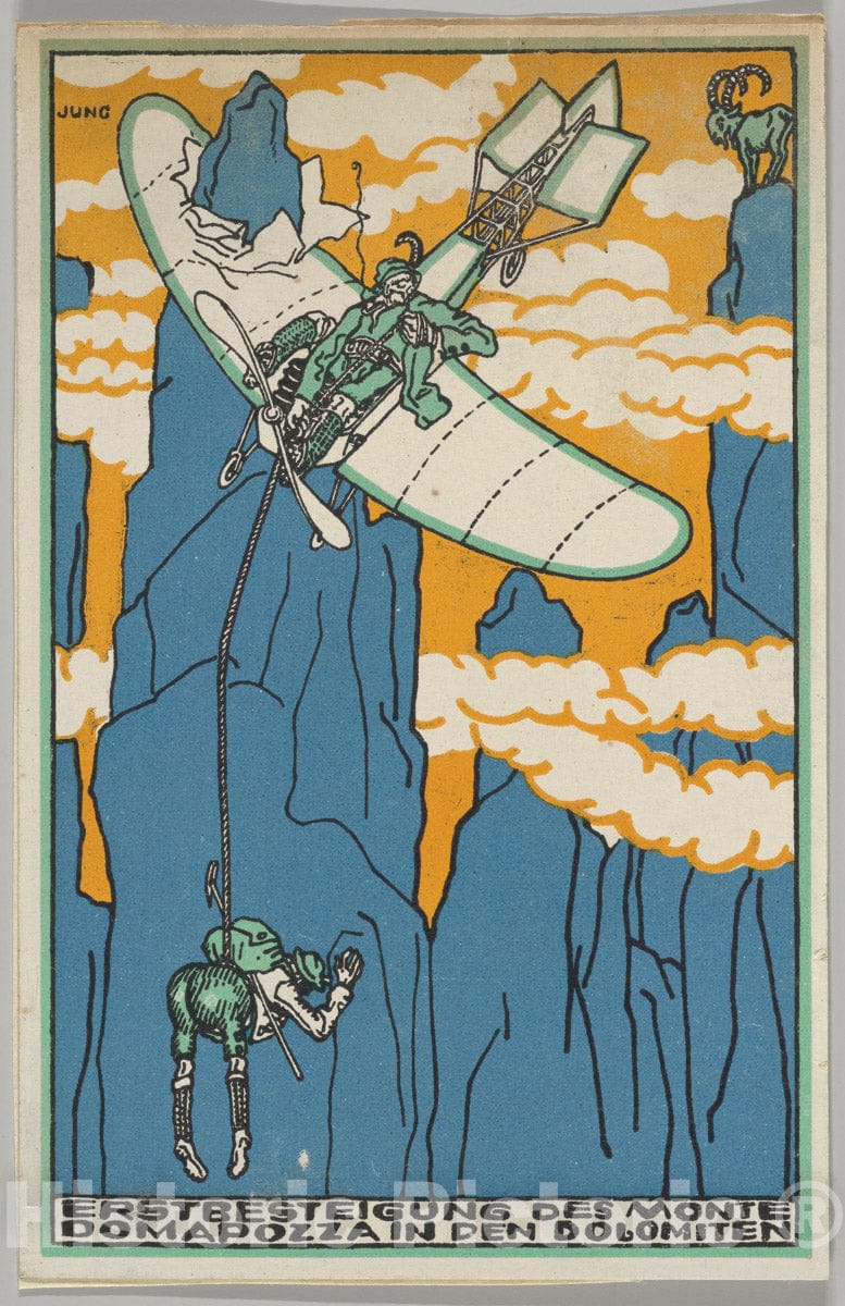 Art Print : Moriz Jung - First Ascent of Monte Domapozza in The Dolomites (Erstbesteigung des Monte Domapozza in den Dolomiten) : Vintage Wall Art
