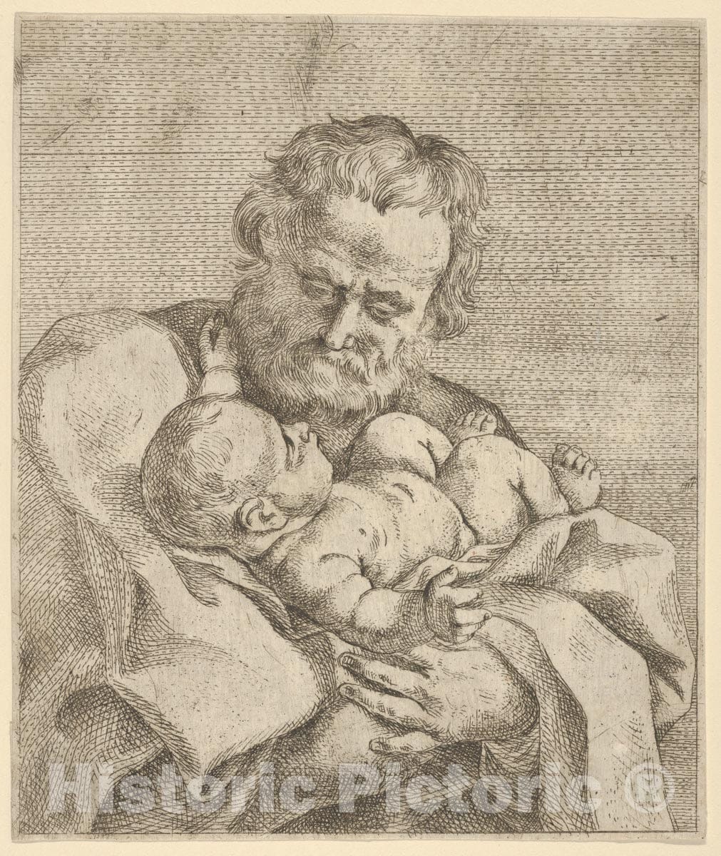Art Print : Anonymous - Saint Joseph Holding The Infant Christ, After Reni : Vintage Wall Art