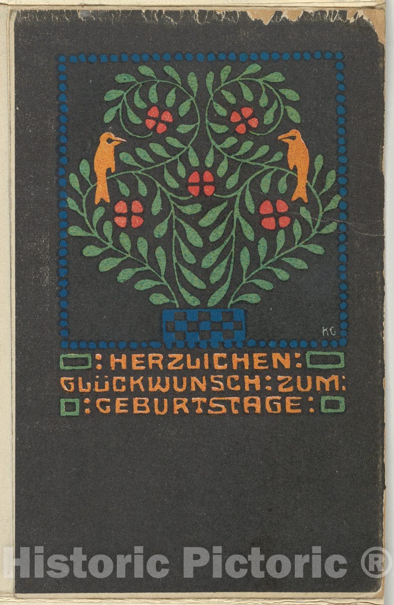 Art Print : Gustav Kalhammer - Happy Birthday (Herzlichen Glückwunsch Zum Geburtstage) : Vintage Wall Art
